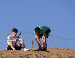 sandboarden met kinderen