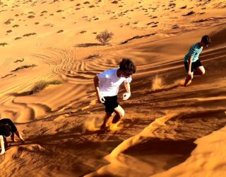 sandboarden met kinderen