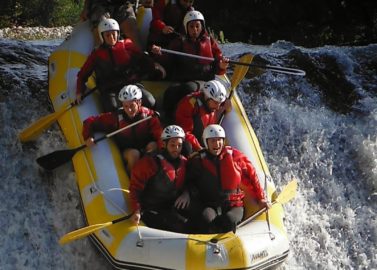 familie rafting cilento af waterval