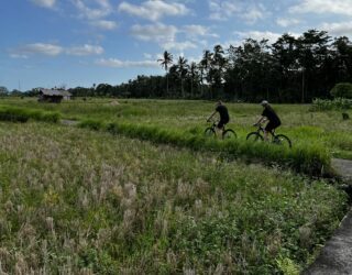 Fietsen vader en kind