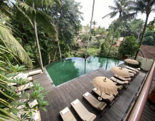 Bovenzicht zwembad Ubud