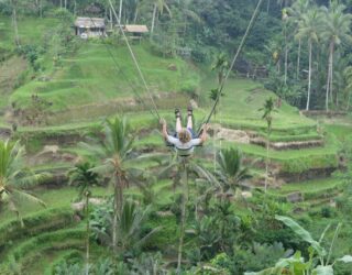 Schommelen met kinderen in Ubud