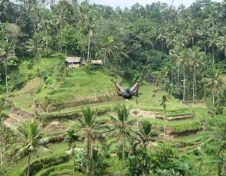 Schommelen met kinderen in Ubud