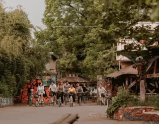 Met de fiets in het park Ljubljana