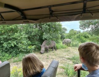 Neushoorns spotten met kinderen in Zuid-Afrika