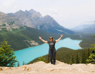 Genieten aan Lake Peyto met kinderen