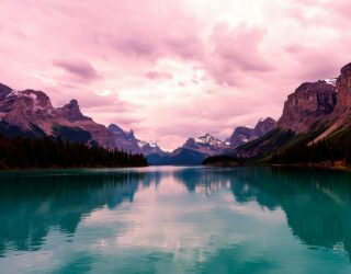 Zonsondergang Maligne Lake