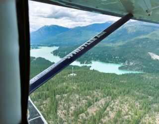 Turquoise meer uit het watervliegtuig Canada