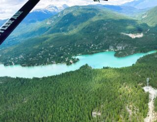 Turquoise meer uit het watervliegtuig