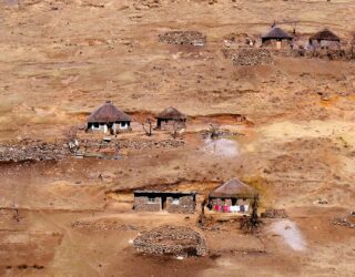 Traditionele huizen in Lesotho