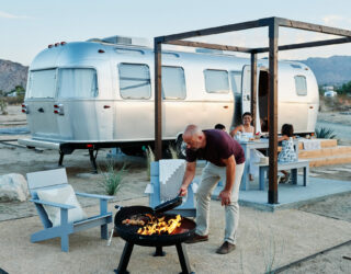 Airstream trailer bij Joshua Tree National Park