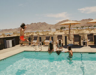 Zwembad bij glamping Joshua Tree National Park