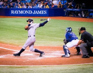 Baseball speler in Yankee Stadium New York