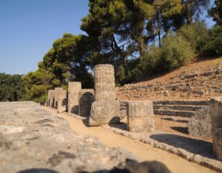 Ruïnes oude tempels in Olympia