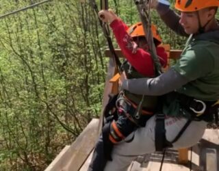 Duo-zipline met kind boven de prachtige Tarakloof