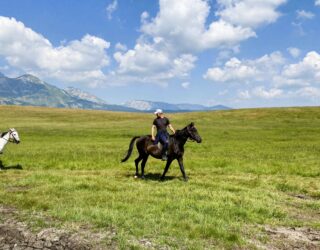 Gezin met paarden in Durmitor Montenegro