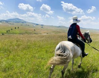Paardrijden in de groene heuvels in Montenegro