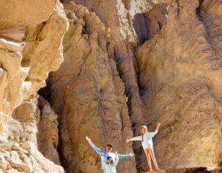 Gezin in Golden Canyon Death Valley