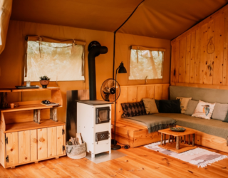 Binnenkant tent glamping Skadar