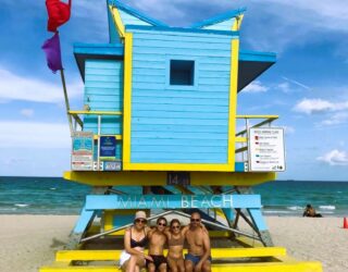 Familie aan strandhuisje Miami Beach