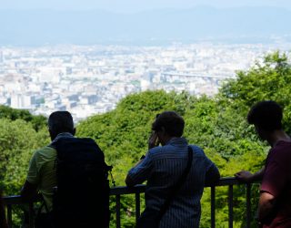 Uitkijk vanuit bamboebos Japan