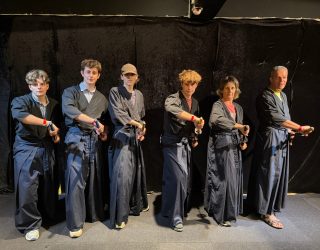 Gezin van Liesbeth tijdens Samurai workshop