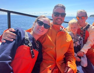 Familie Reyershove op boot in Oost-Canada